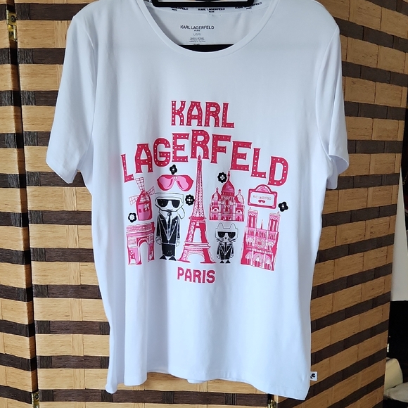 NWT! Karl Lagerfeld White Diamond Graphic T-Shirt - Picture 1 of 7